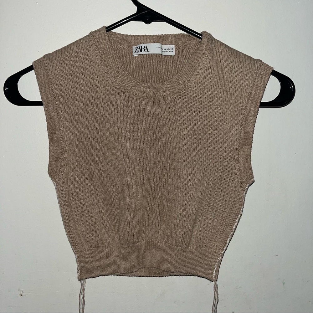 Zara Sleeveless Knit Tank Top in Taupe
